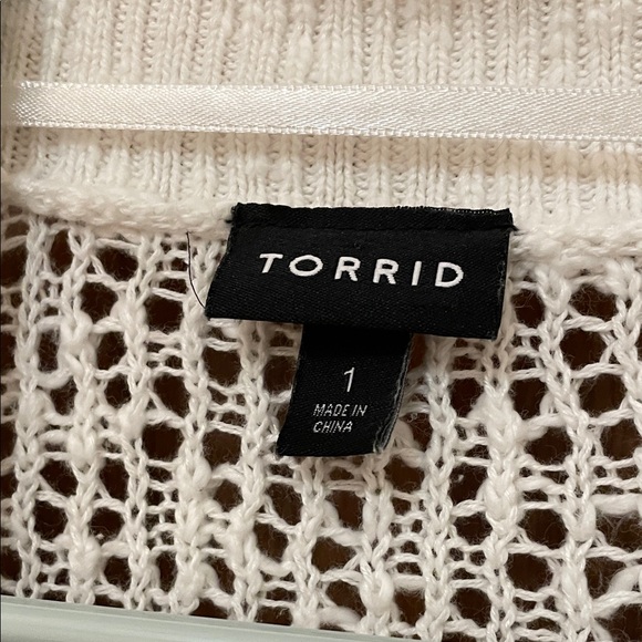 Torrid UEC size 1 (14/16) Cream Open-Knit Cardigan sweater - Picture 2 of 9